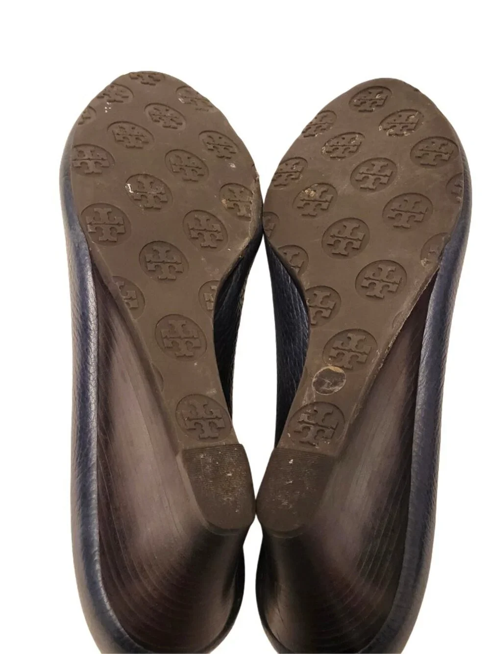 Tory Burch Sally 2 Peep Toe Pebbled Leather Wedge